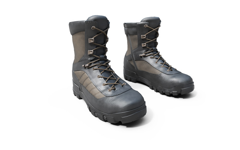 Military boots 3D Model .c4d .max .obj .3ds .fbx .stl .blend 