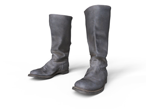Big black boots v2 3D Model