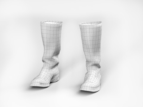 Big black boots v2 3D Model