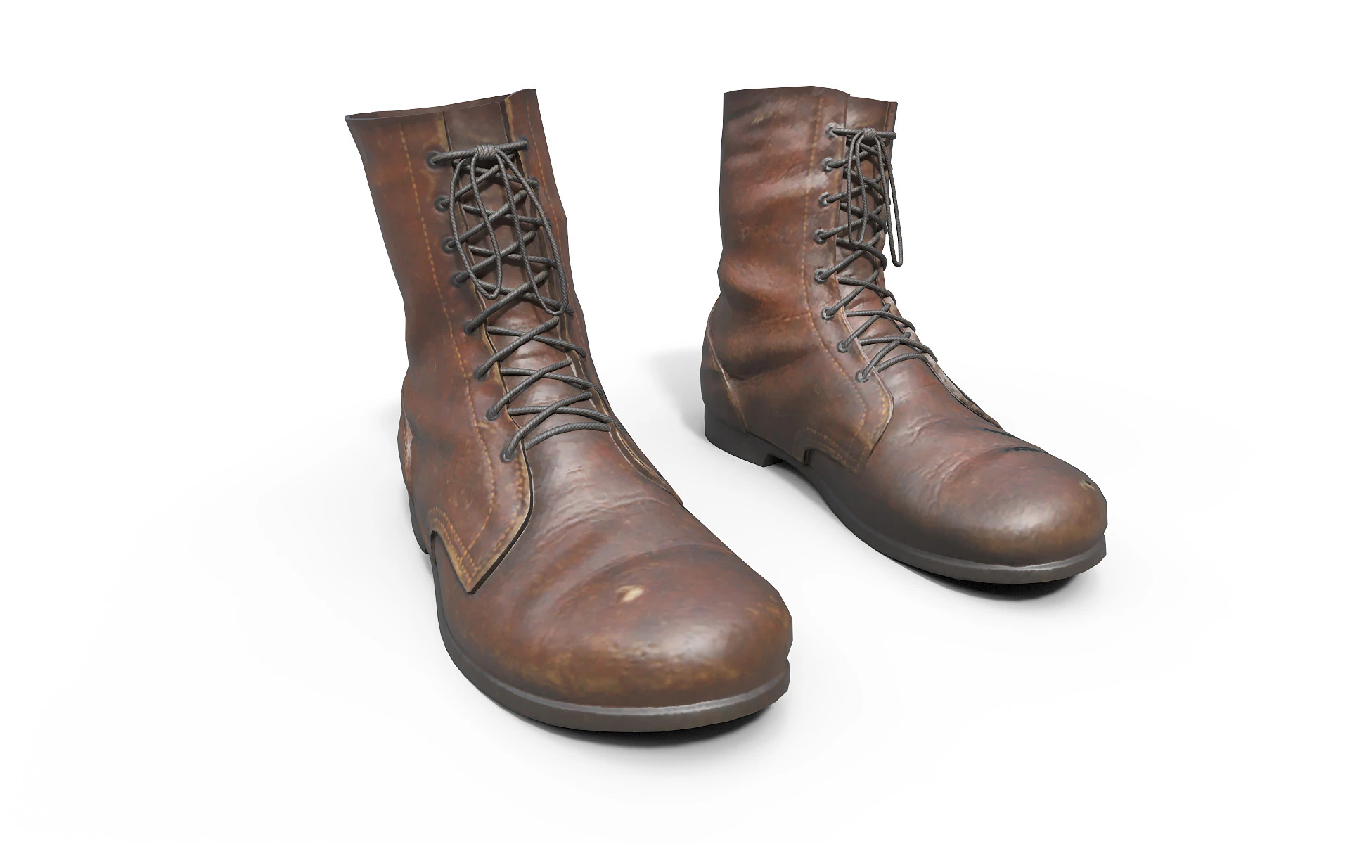 Stivali militari marroni Modello 3D .c4d .max .obj .3ds .fbx .stl .blend