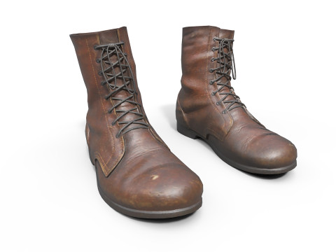 Braune Milit&auml;rstiefel 3D Modell