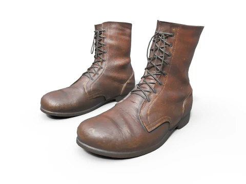 Stivali militari marroni Modello 3D