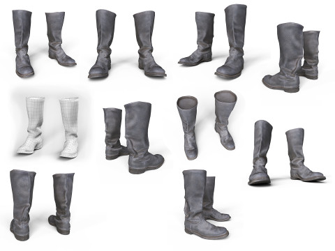 Koleksi sepatu bot dan sepatu Model 3D