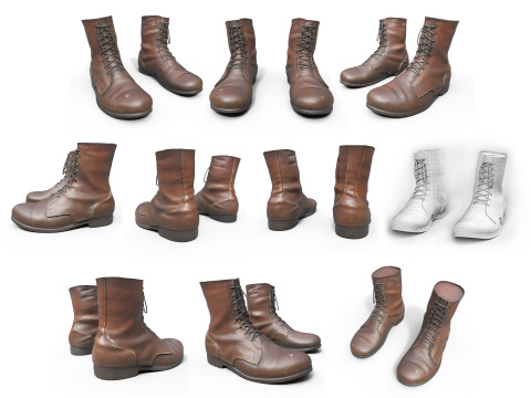 Koleksi sepatu bot dan sepatu Model 3D