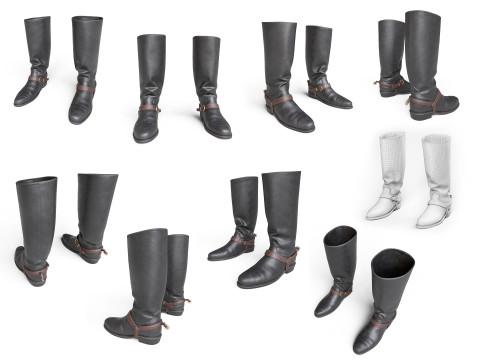 Koleksi sepatu bot dan sepatu Model 3D