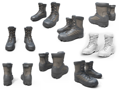 Koleksi sepatu bot dan sepatu Model 3D