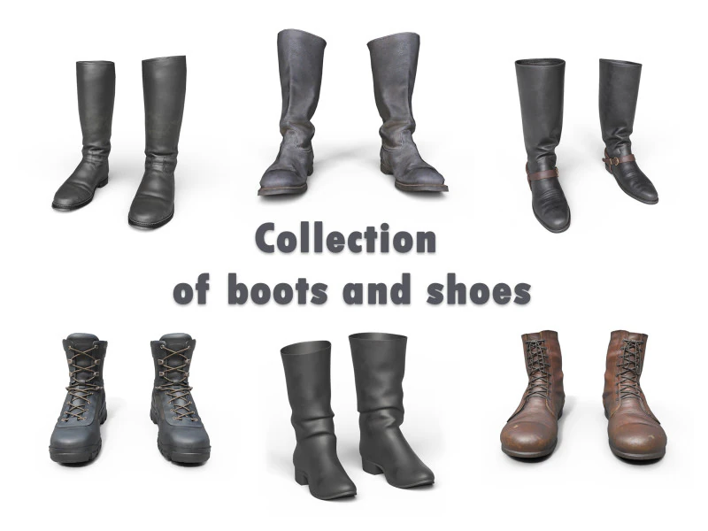 Collezione di stivali e scarpe Modello 3D .c4d .max .obj .3ds .fbx .stl .blend 