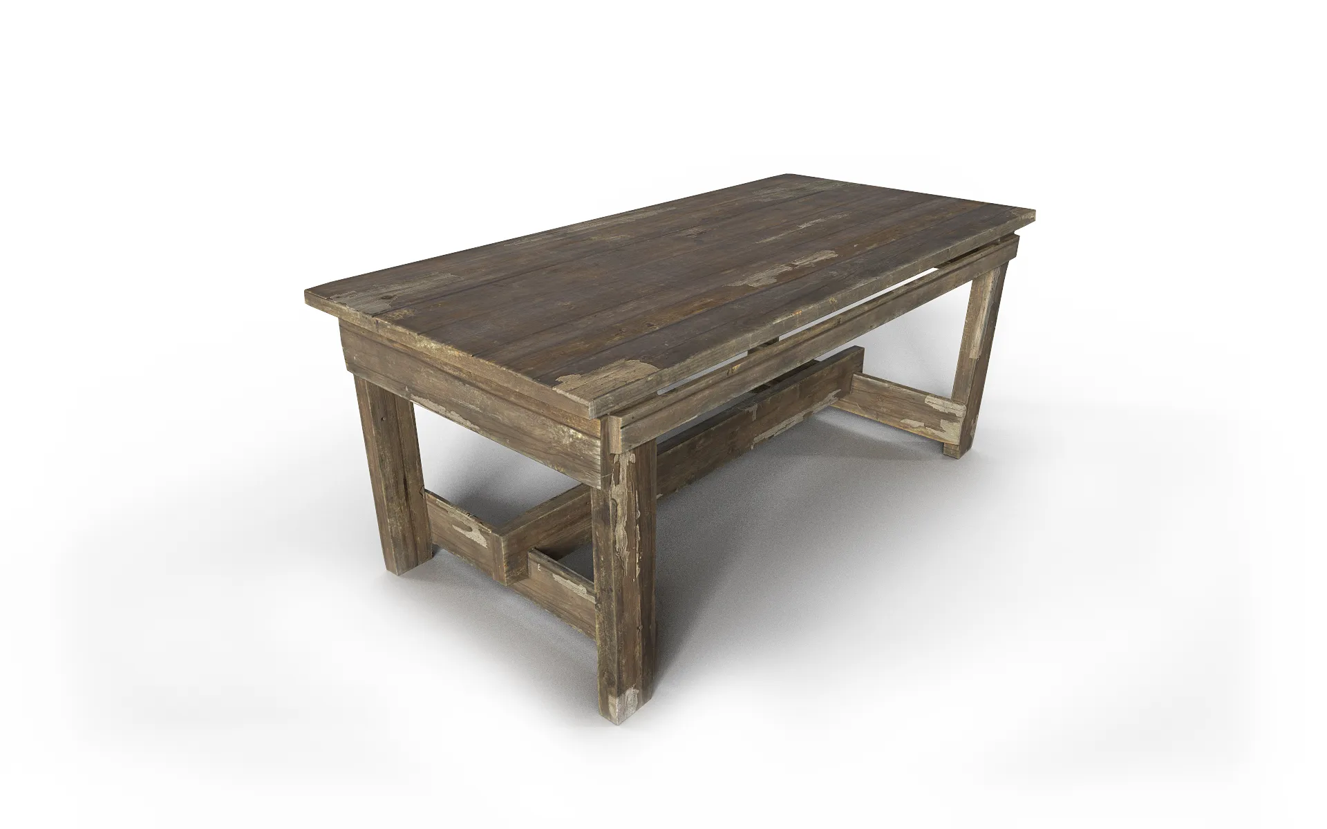 Old Wooden Table 3D Model .c4d .max .obj .3ds .fbx .stl .blend