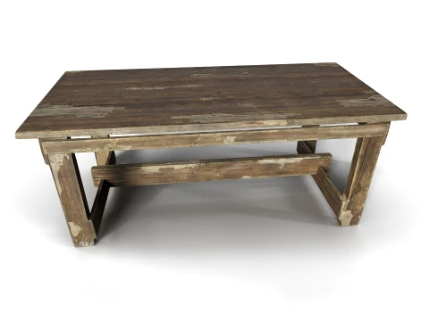Old Wooden Table 3D Model
