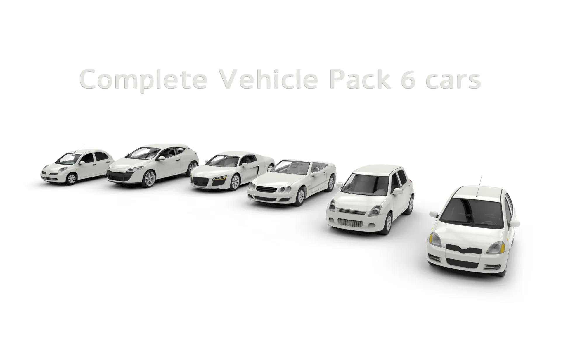 Complete Vehicle Pack 6 cars 3D Model .c4d .max .obj .3ds .fbx .stl .blend 
