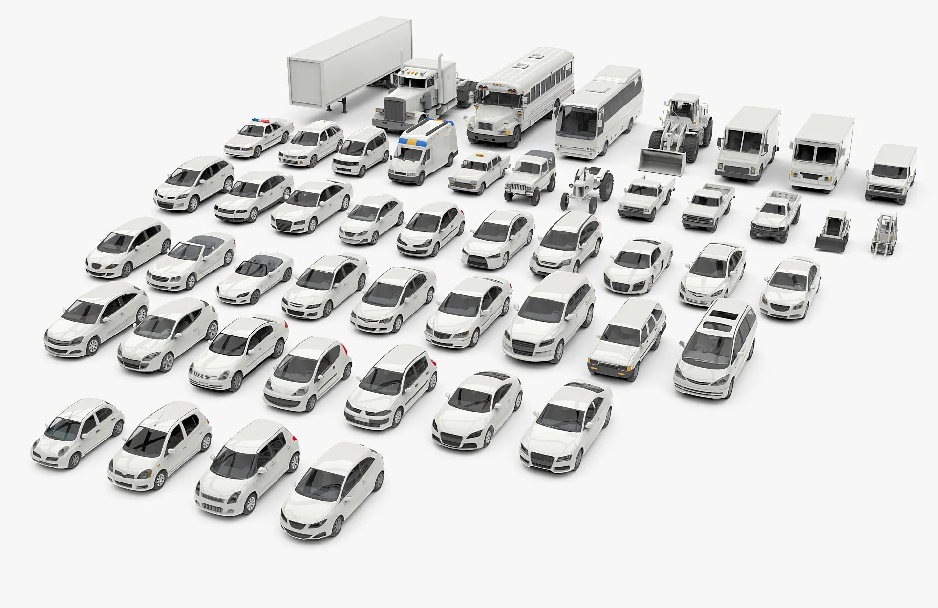 Complete Vehicle Pack 50 cars 3D Model .c4d .max .obj .3ds .fbx .stl .blend
