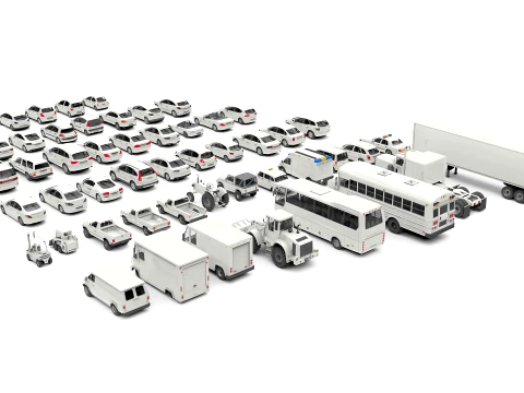 Complete Vehicle Pack 50 cars 3D Model