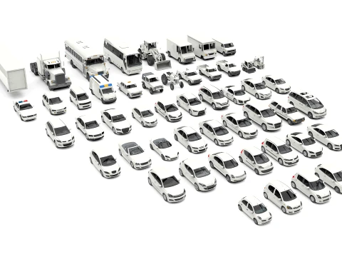 Complete Vehicle Pack 50 cars 3D Model