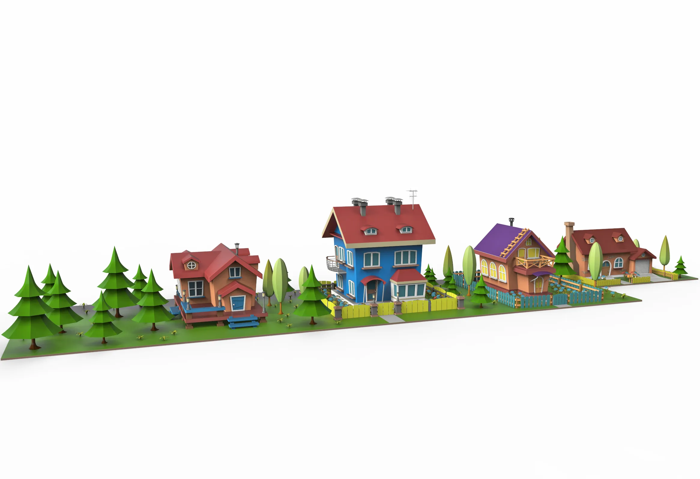 Cartoon village 3D Model .c4d .max .obj .3ds .fbx .stl .blend 