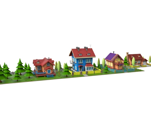 Cartoon village 3D Model
