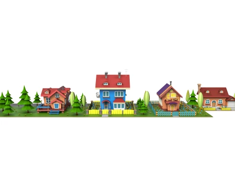 Cartoon village 3D Model