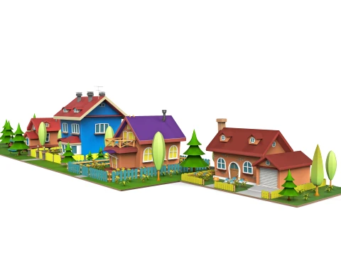 Cartoon village 3D Model