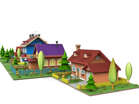 Cartoon village 3D Model