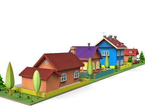 Cartoon village 3D Model