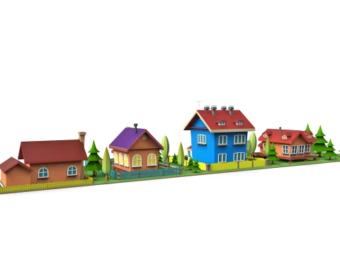 Cartoon village 3D Model