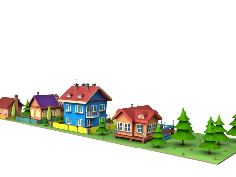 Cartoon village 3D Model