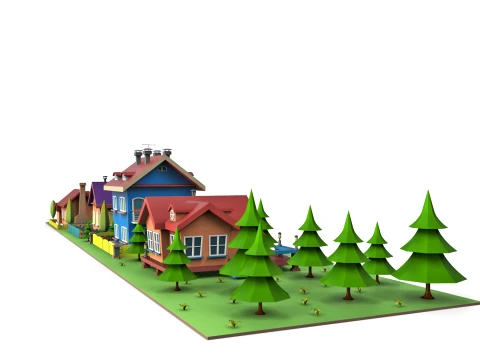 Cartoon village 3D Model