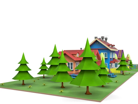 Cartoon village 3D Model