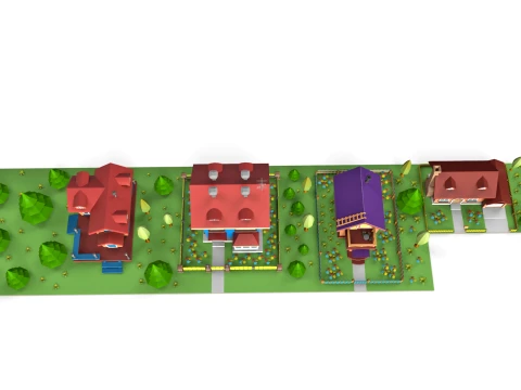 Cartoon village 3D Model