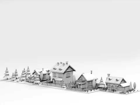 Cartoon village 3D Model