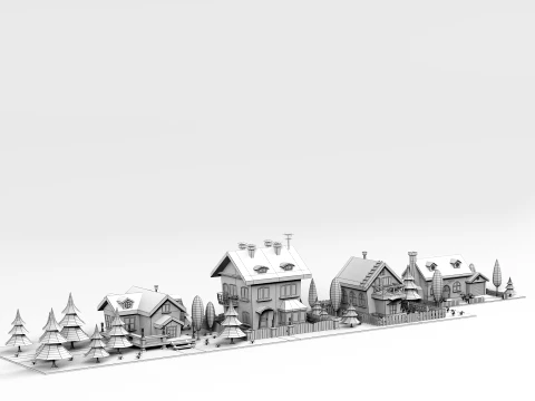 Cartoon village 3D Model