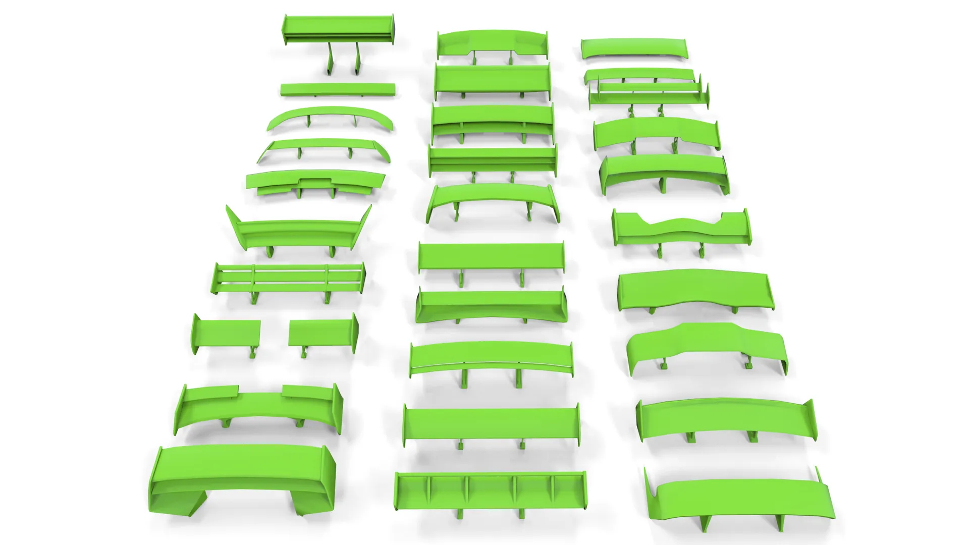 Spoilers Pack 3D Model .c4d .max .obj .3ds .fbx .stl .blend 