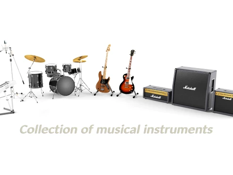 Collection of Musical Instruments Modèle 3D