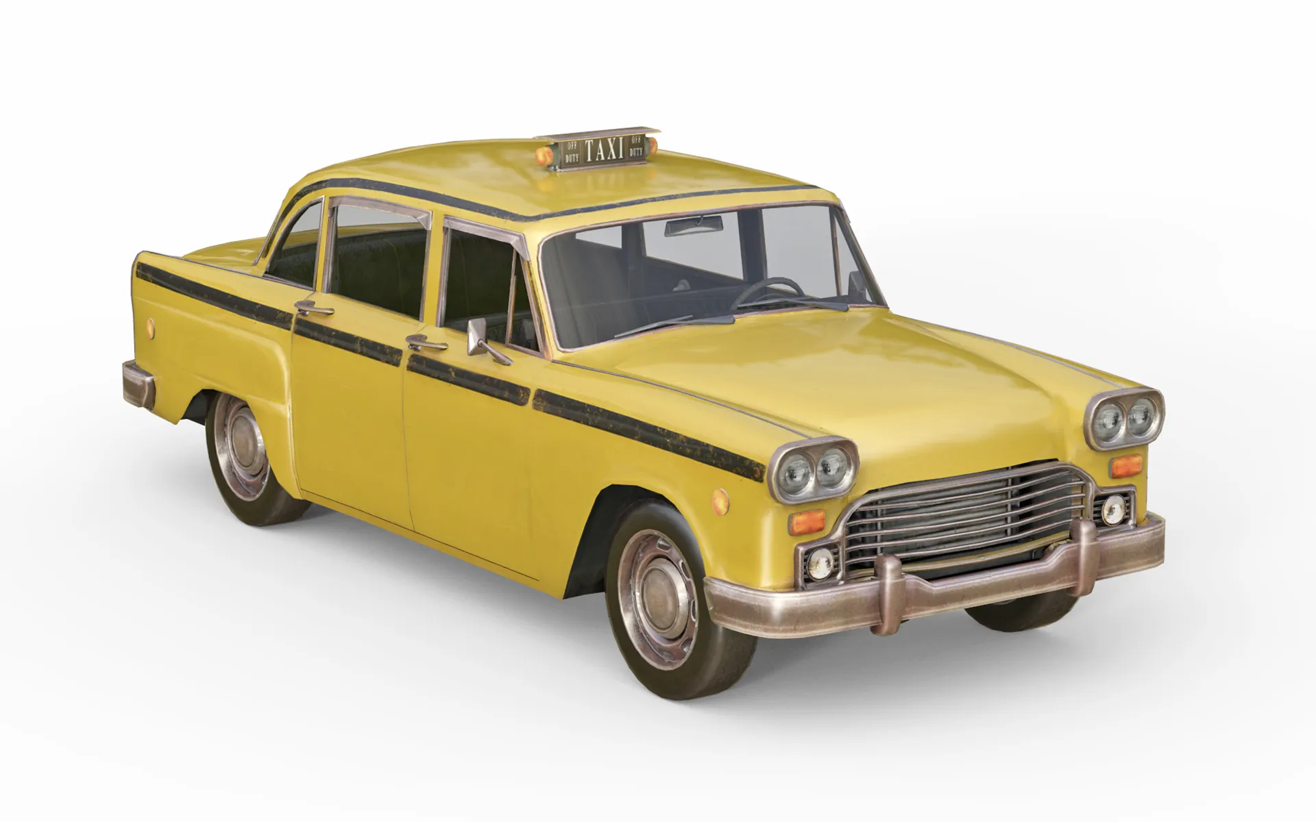 Retro Taxi Cab 3D Model .c4d .max .obj .3ds .fbx .stl .blend 