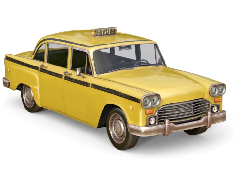 Retro Taxi Cab Modèle 3D