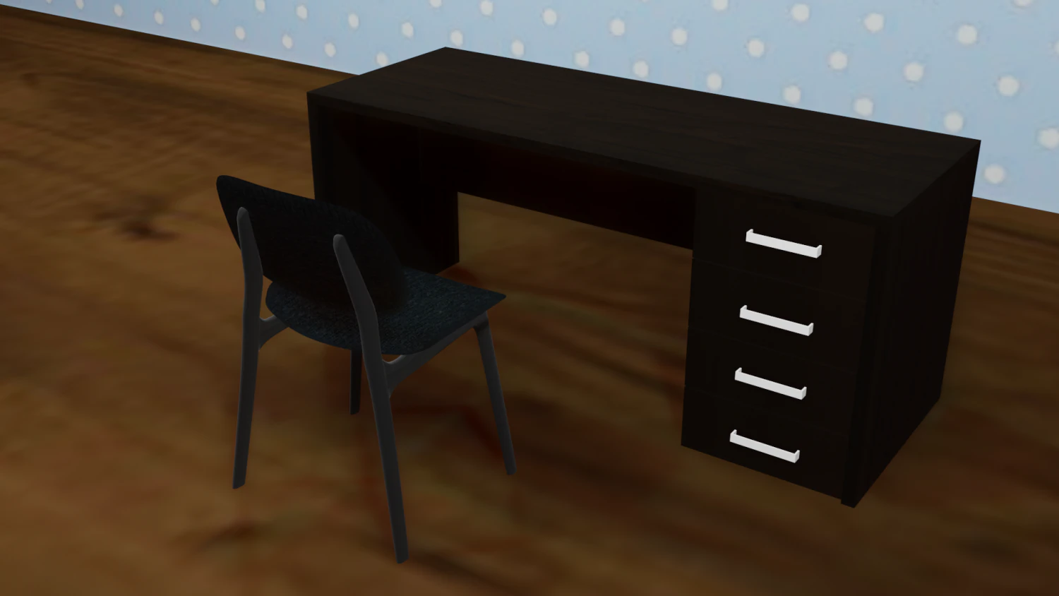 black table and chair 3D Model .c4d .max .obj .3ds .fbx .stl .blend 