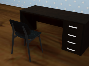 black table and chair Modelo 3D
