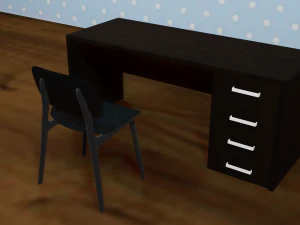 schwarzer Tisch und Stuhl 3D Modell