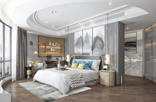 modern bedroom 3D Модель .c4d .max .obj .3ds .fbx .stl .blend 