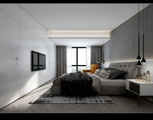 modern bedroom 3D Модель .c4d .max .obj .3ds .fbx .stl .blend 