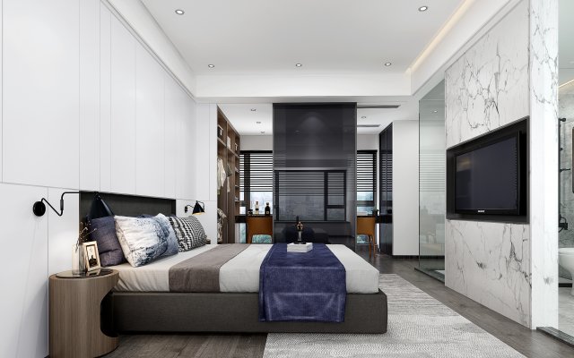 modern bedroom 3D Модель .c4d .max .obj .3ds .fbx .stl .blend 