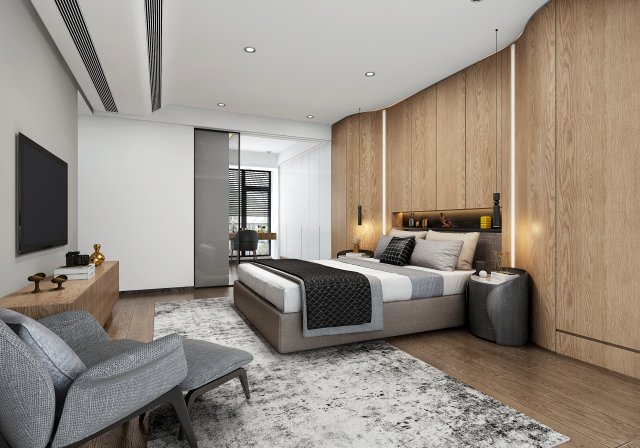 modern bedroom Modelo 3D .c4d .max .obj .3ds .fbx .stl .blend 