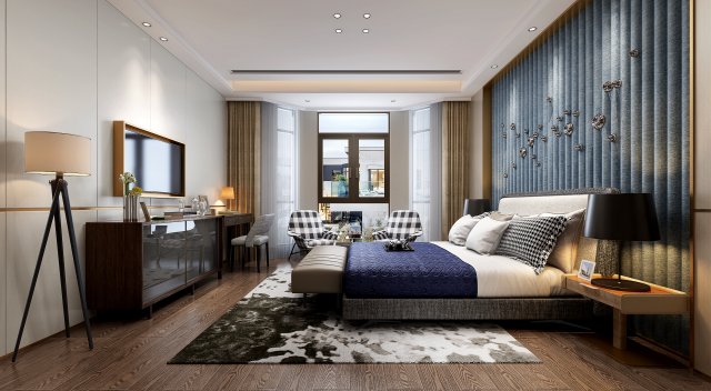 modern bedroom Modelo 3D .c4d .max .obj .3ds .fbx .stl .blend 