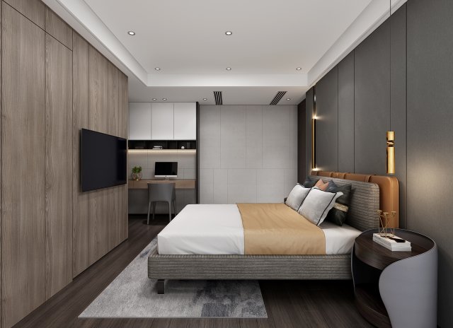 modern bedroom 3D 模型 .c4d .max .obj .3ds .fbx .stl .blend 