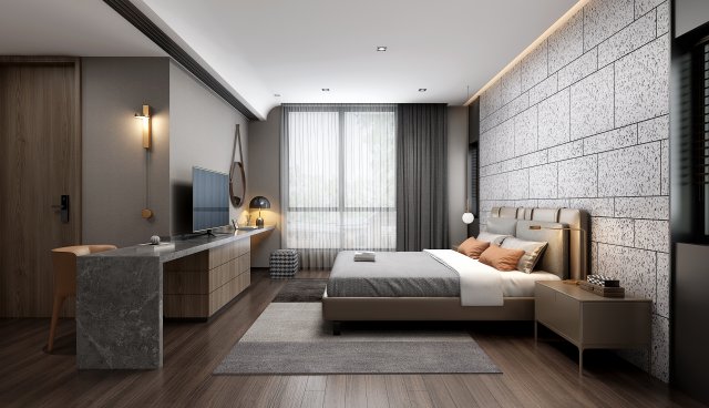 modern bedroom 3D Model .c4d .max .obj .3ds .fbx .stl .blend 