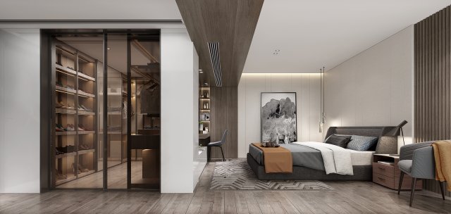 modern bedroom 3D Модель .c4d .max .obj .3ds .fbx .stl .blend 