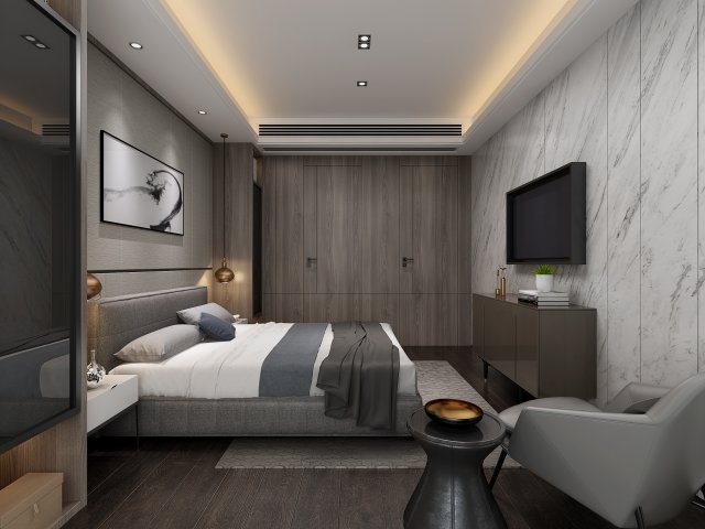 modern bedroom 3D Модель .c4d .max .obj .3ds .fbx .stl .blend 
