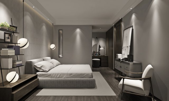 modern bedroom Modelo 3D .c4d .max .obj .3ds .fbx .stl .blend 