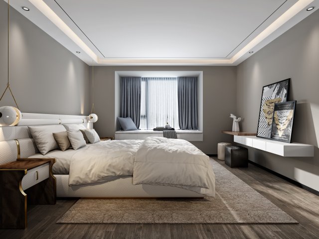 modern bedroom 3Dモデル .c4d .max .obj .3ds .fbx .stl .blend 