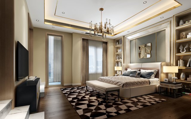 modern bedroom 3D Модель .c4d .max .obj .3ds .fbx .stl .blend 
