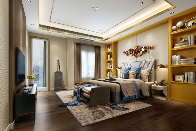 modern bedroom 3Dモデル .c4d .max .obj .3ds .fbx .stl .blend 